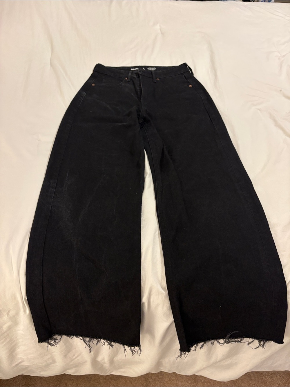 Old Navy Black Wide-Leg Raw Hem Jeans